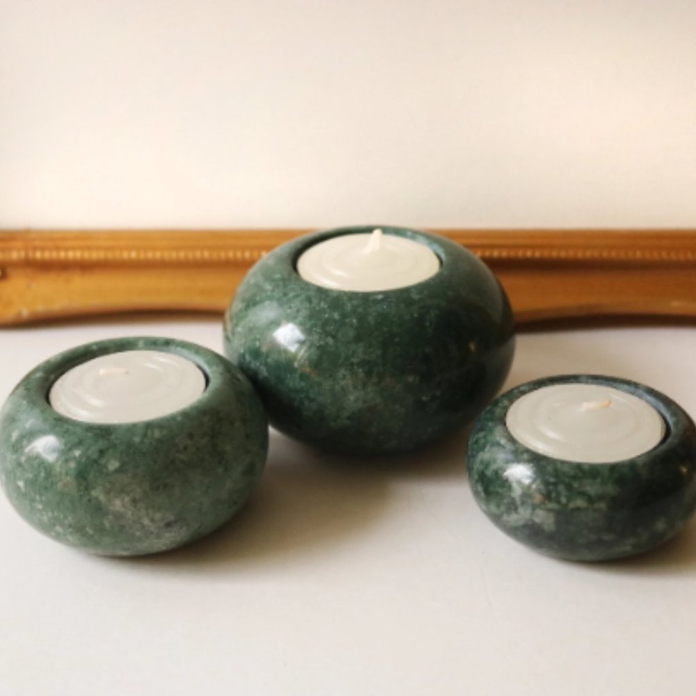 Vintage Blob Marble Candle Holder Set - Tealight Candle Holder